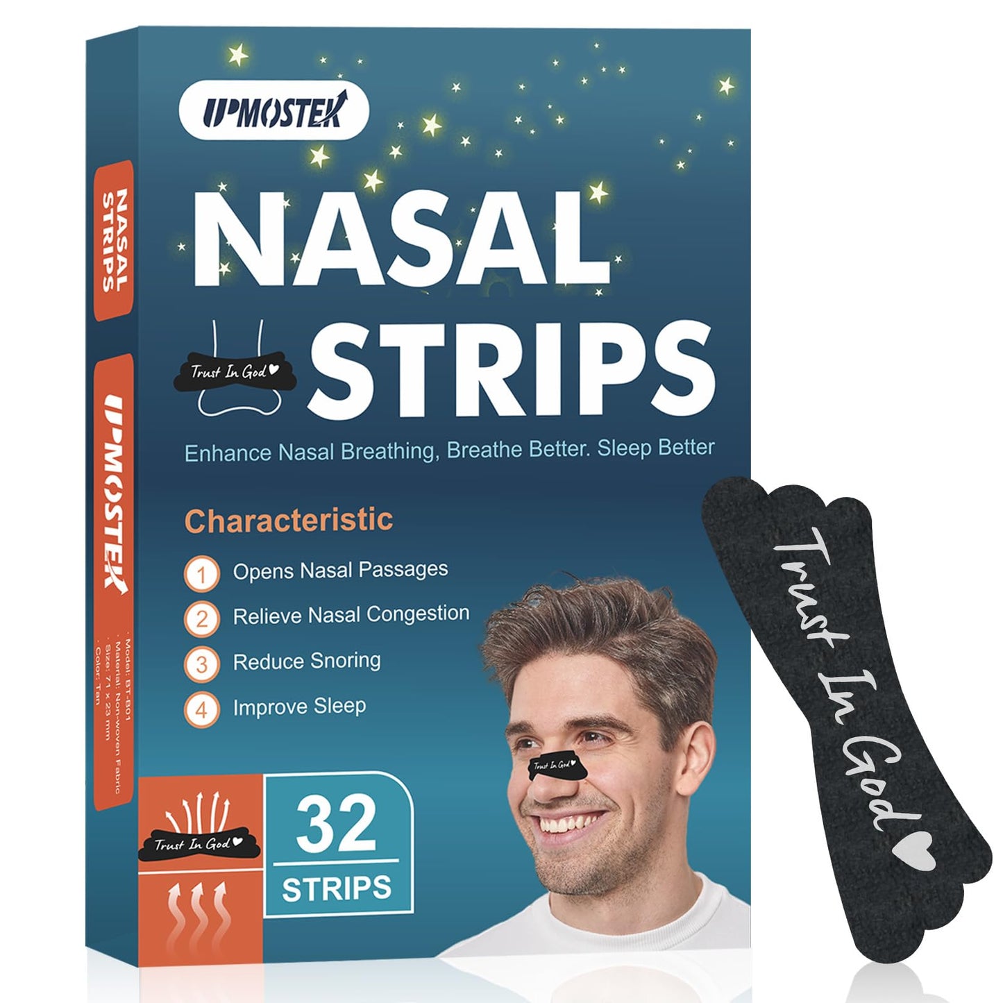 Nasal Strips for Snoring - Extra Strength Nose Strips for Breathing - Nose Tape for Sport, Work and Sleep - Anti Snoring Strips Help Stop Snoring(Black-32PCS)