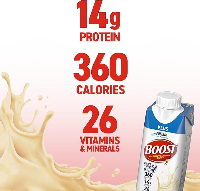 BOOST Plus Nutritional Drink, Very Vanilla, 8 fl oz (Pack of 24)