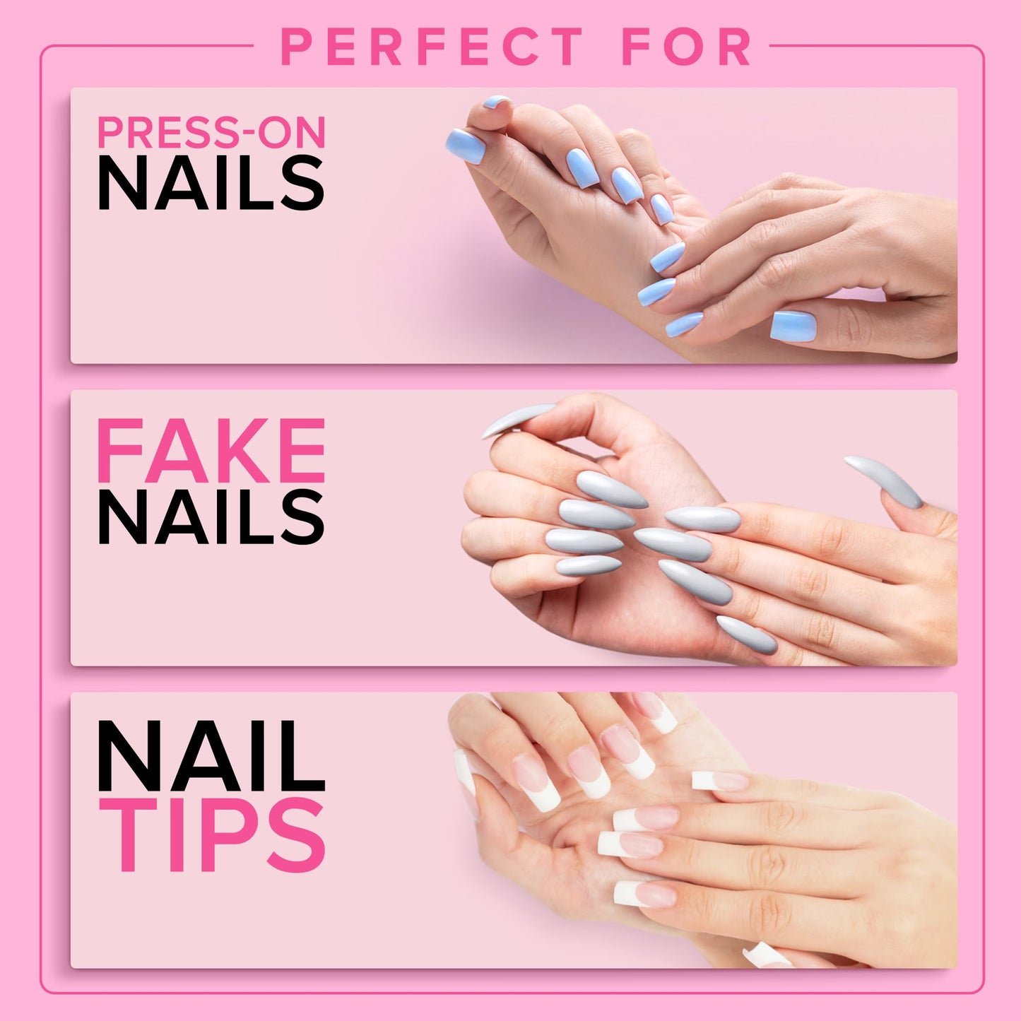 Super Strong Nail Glue for Press On Nails, Nail Tips & Acrylic Fake Nails (8ml) NYK1 NailBond Brush On Glue for Press Ons, Tips & Acrylics - Long Lasting, Maximum Strength, Mess-Free Application