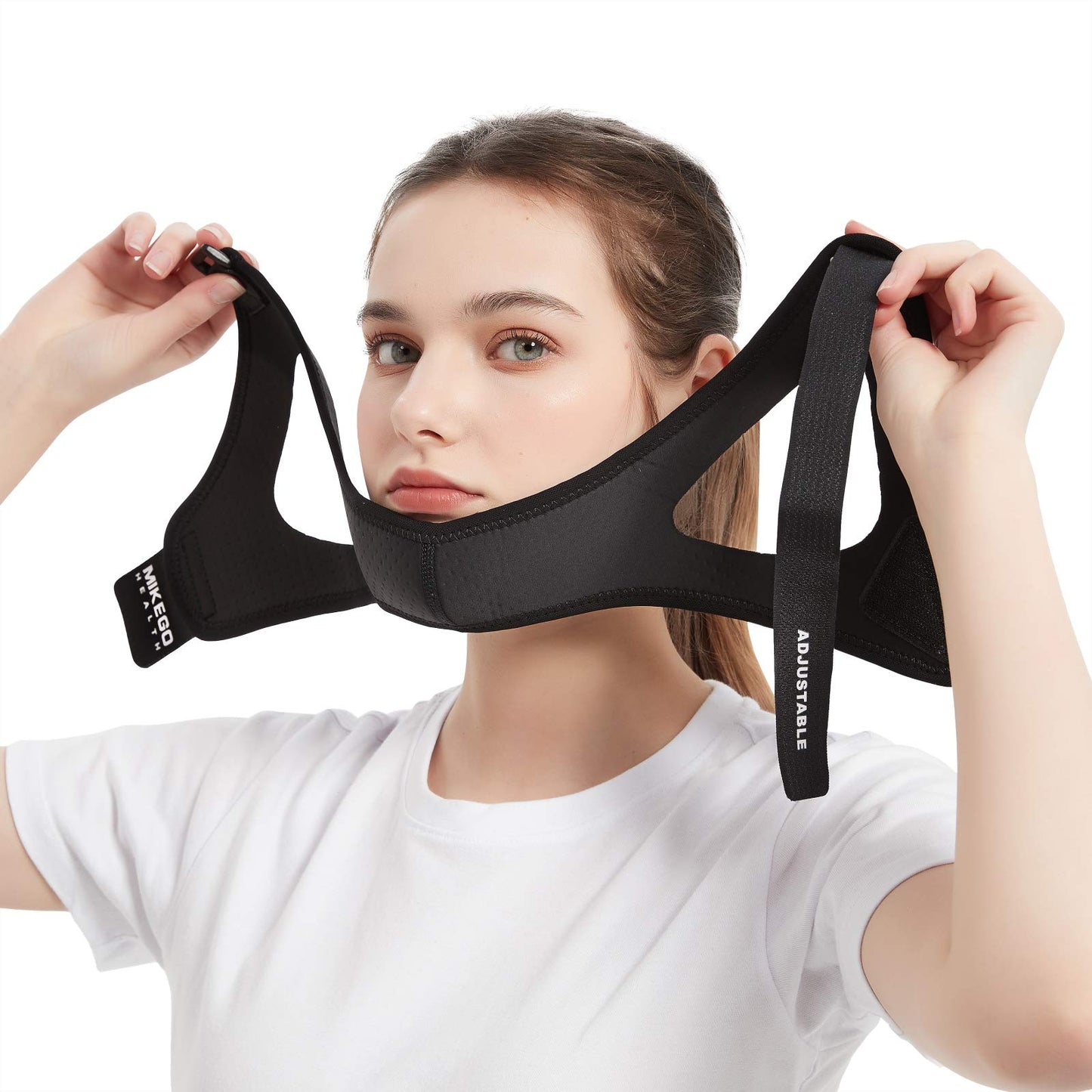 Double Adjustable Anti Snoring Chin Strap for CPAP Users - Chin Strap for Snoring Face Mask Bandage Keeping Mouth Closed - No Dry Mouth Nasal Breathing for Women and Men (Black)