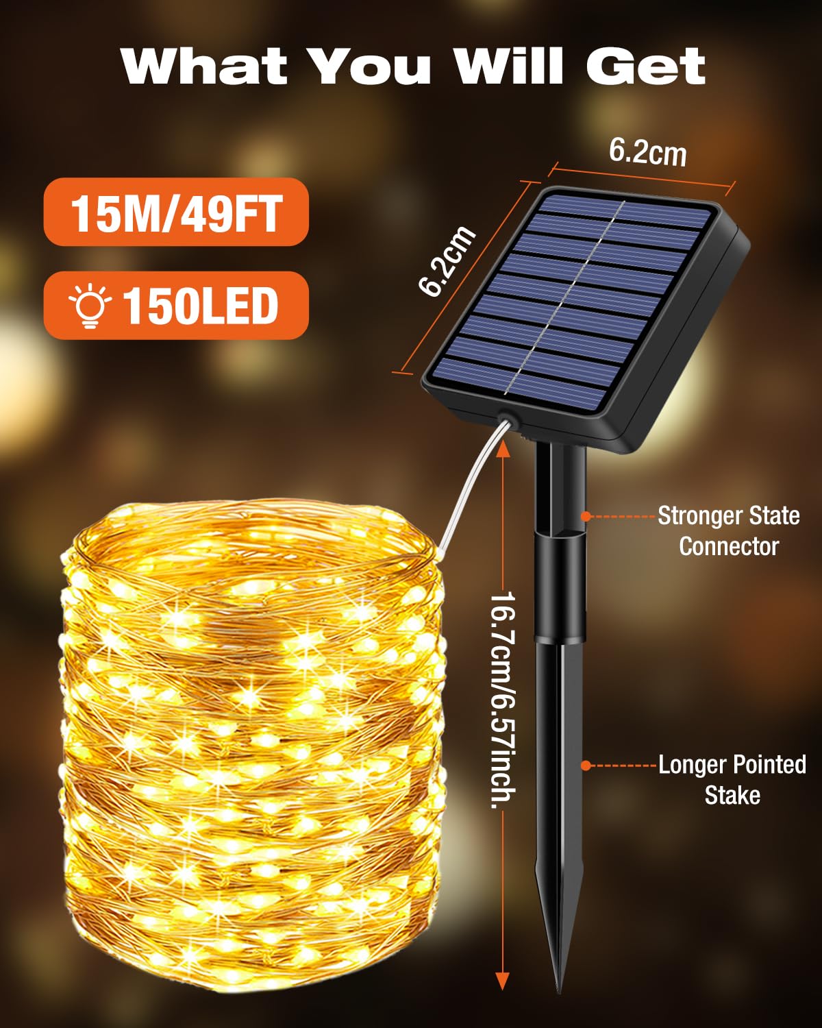 Bitjam 6 Pack Solar Fairy Lights For Outside Waterproof  Total 147Ft 450Led Solar String Lights Outdoor 8 Modes Solar Twinkle Lights For Garden Yard Christmas Tree Wedding Party Decor  Warm White