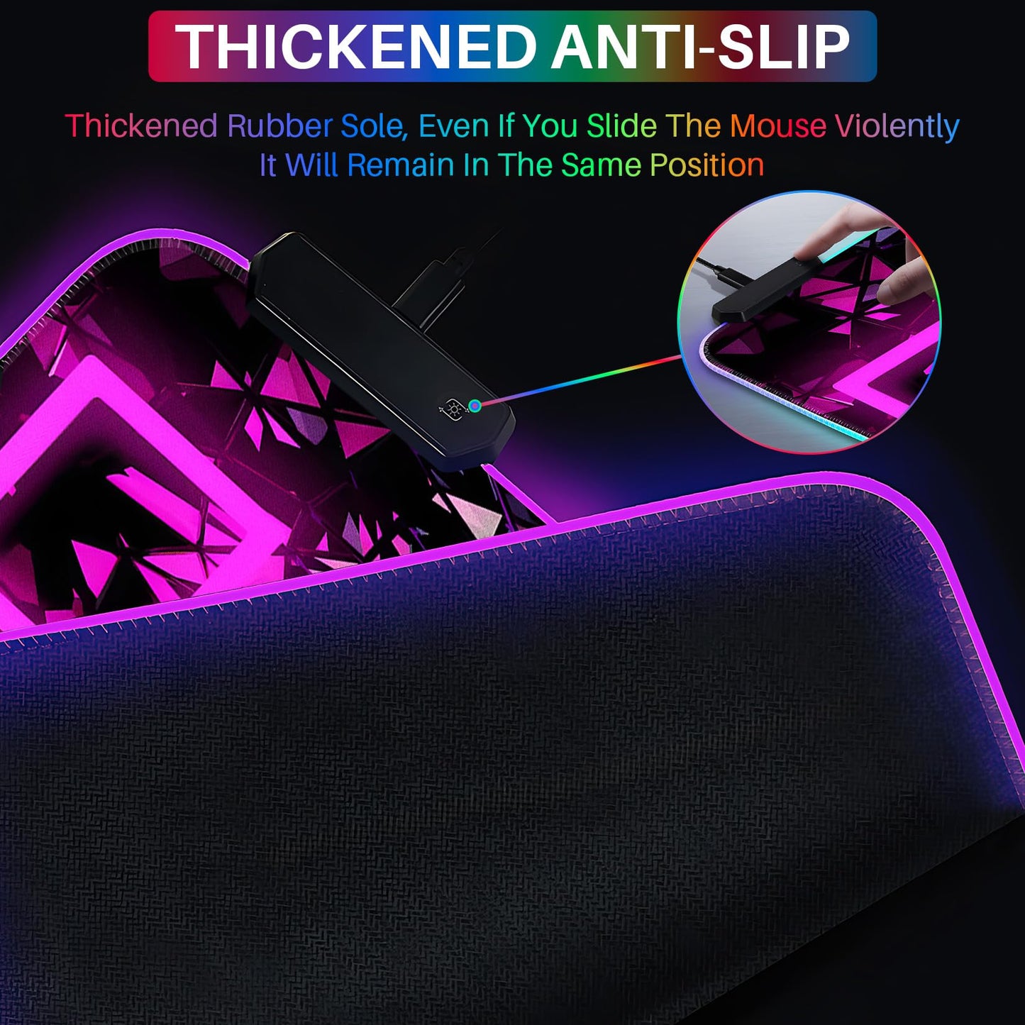 Sbarklo XL RGB Gaming Mouse Pad with 14 Light Modes - Light Up Gamer Mouse Pad,31.5 x 11.8in Non-Slip 4 Keys Style Led Large Gamer Mousepad, Black Long Glowing Gaming Accessories for Desk, Waterproof