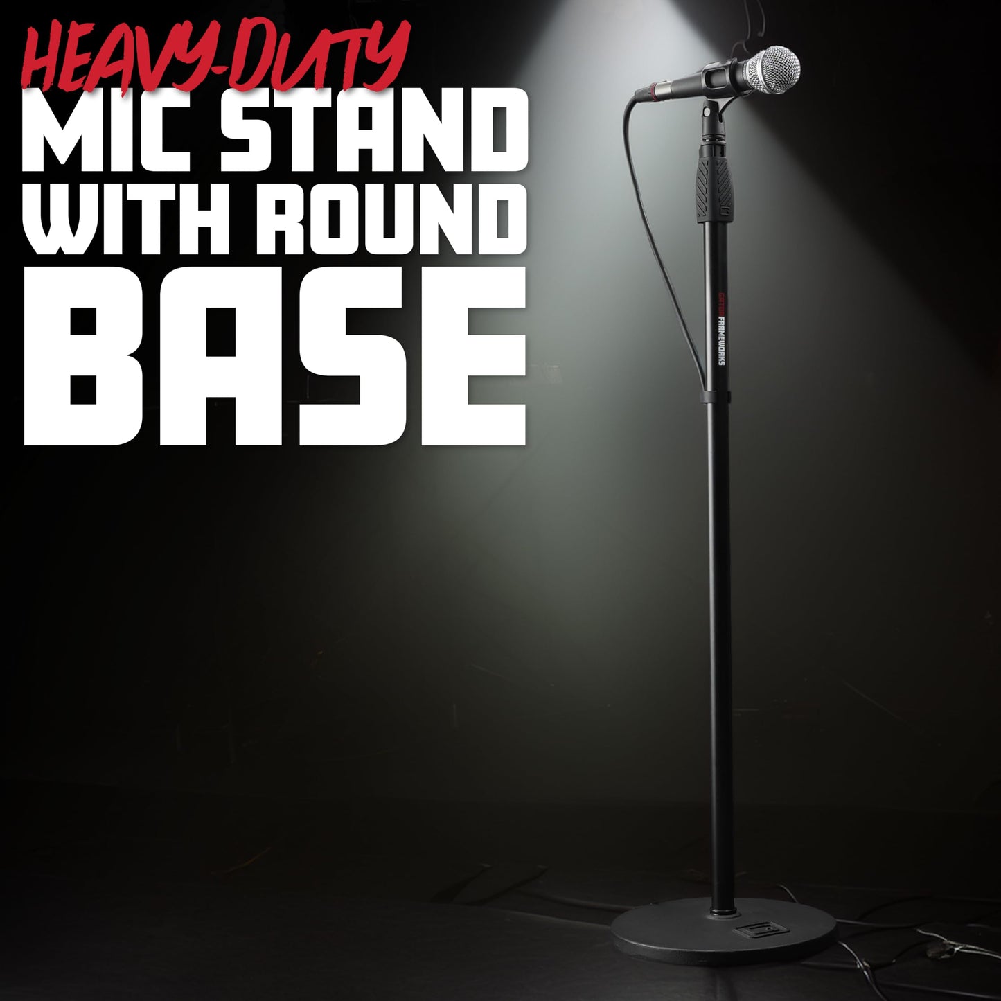 Gator Frameworks Microphone Stand With 10 Weighted Base And Soft Grip Twist Clutch Height Adjustment, (Gfw-Mic-1000)