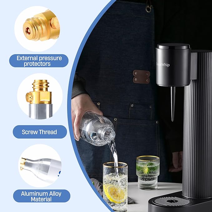 60L CO2 Cylinder for SodaStream, CO2 Canister Threaded Cylinders Compatible w/All Threaded 'Screw-In' Soda Makers, FIZZ, ONE TOUCH, JET, etc. - Set of 4
