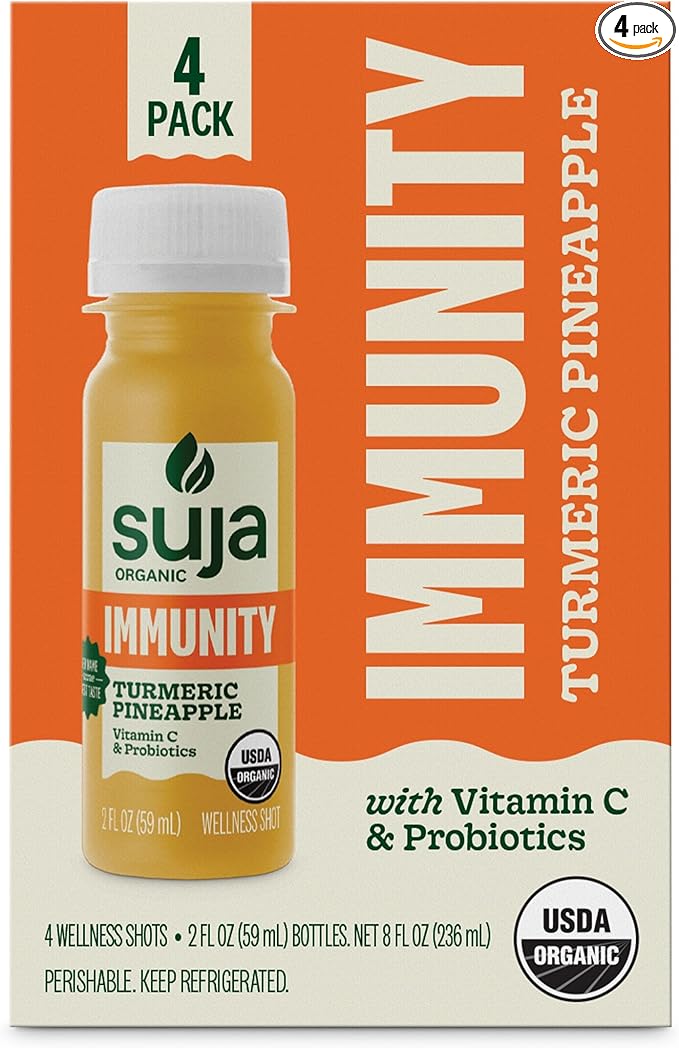Suja Organic Immunity Defense Shot (2 Fl Oz x 4 Count) with Turmeric and Ginger | Immunity Boost & Support | Functional Sh...