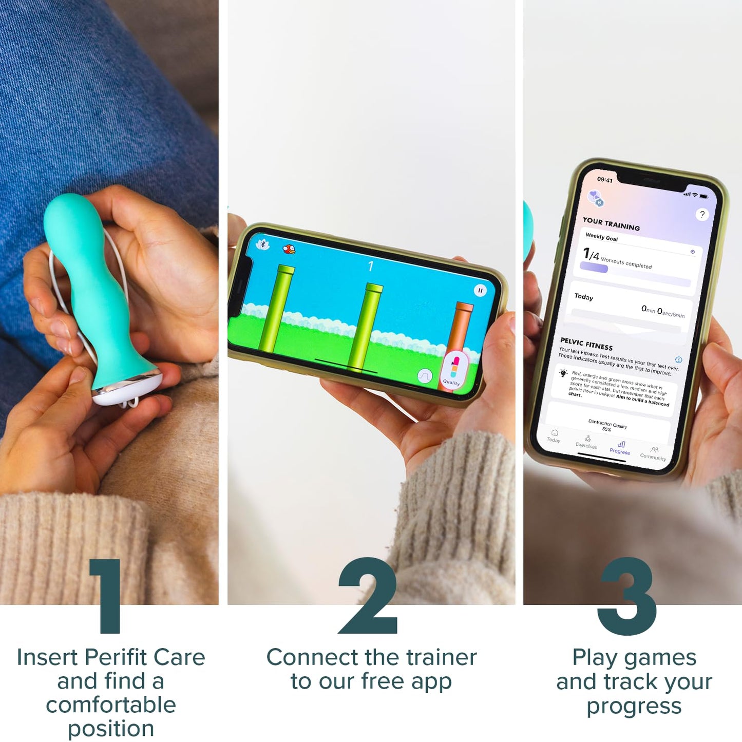 Perifit - Pelvic Floor Exerciser with App | Kegel Trainer | Strengthen Your Pelvic Floor, get Better Bladder Control, Stronger Pelvic Support (Pink)