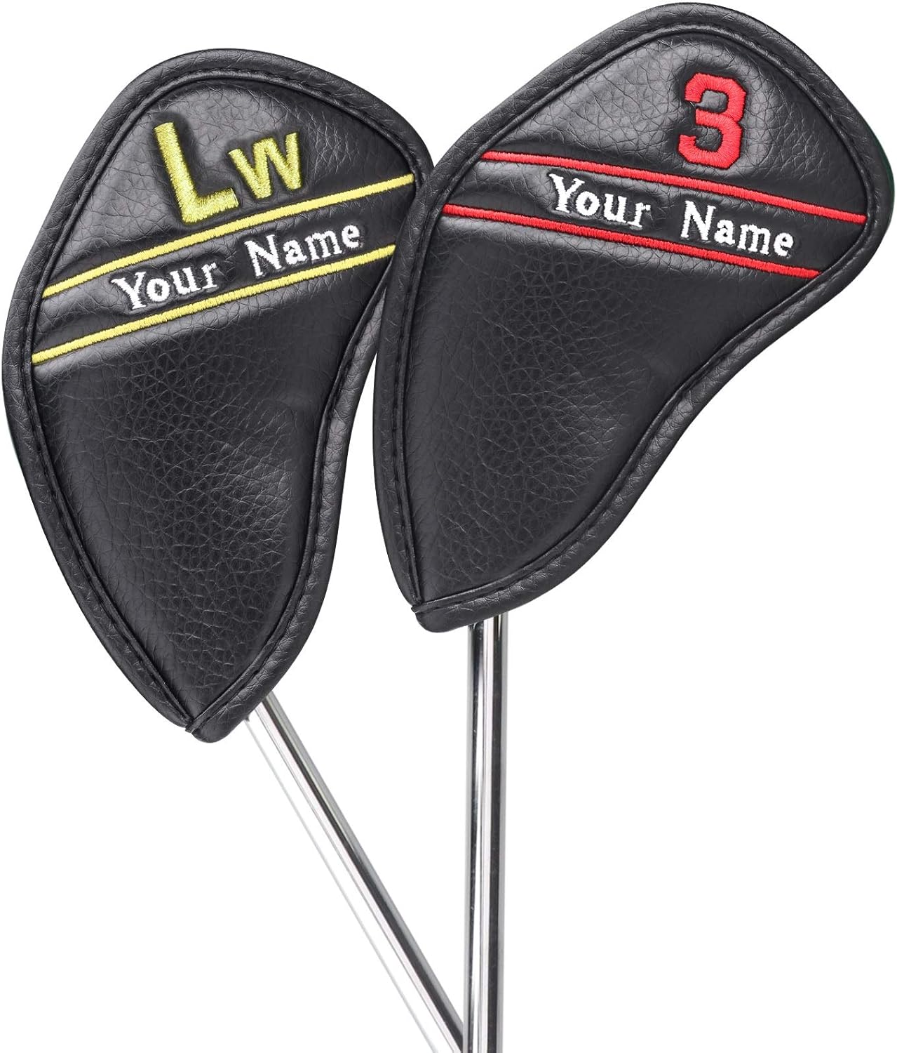 CRAFTSMAN GOLF 12pcs or 1pc Black Leather Golf Iron Head Covers Set Headcover Colorful Number Embroideried for Callaway Ping Taylormade Cobra Also Custom Version w/Your Name