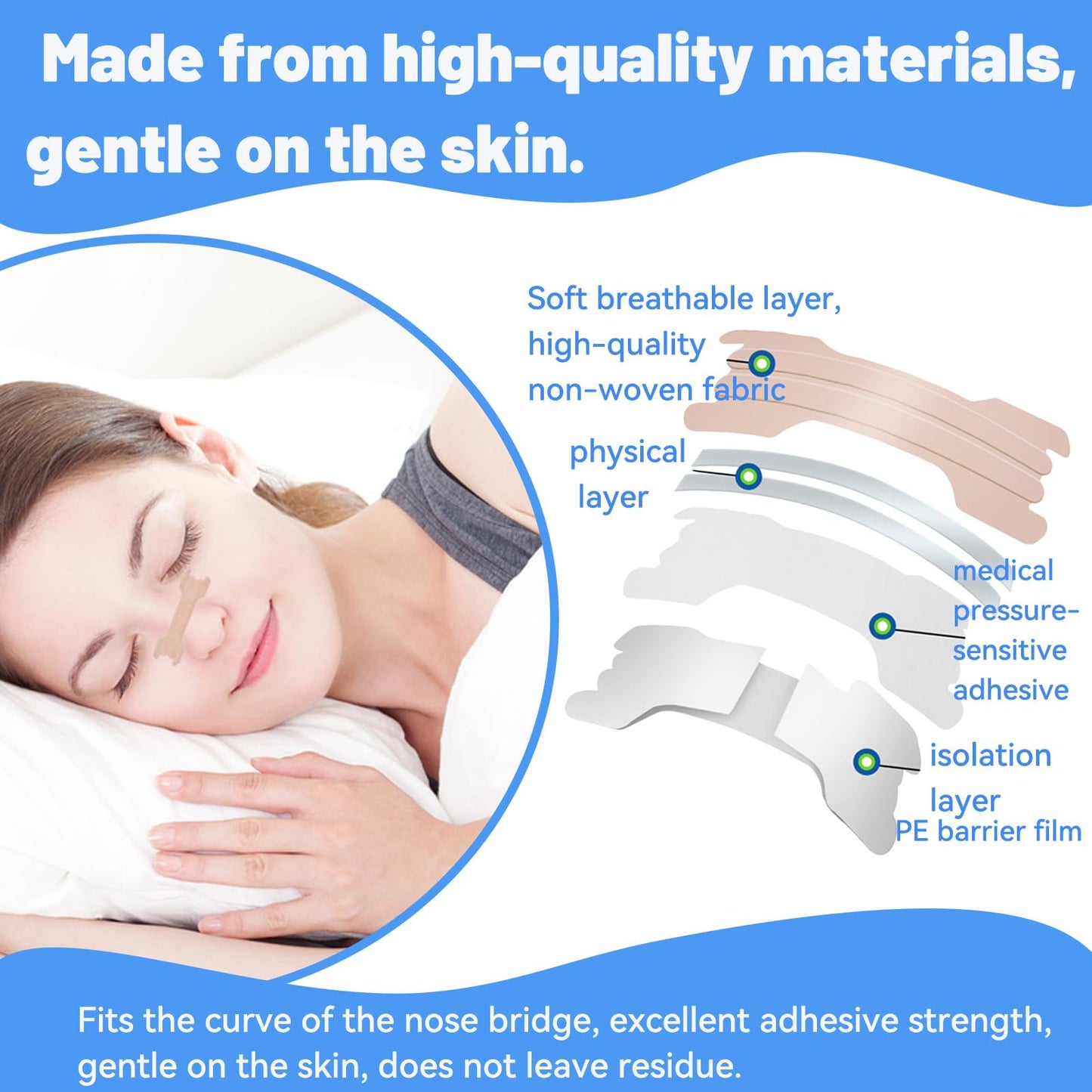 60PCS Nose Strips for Breathing,Extra Strength Nasal Strips for snoring,Suitable for Nasal Congestion & snoring (60)