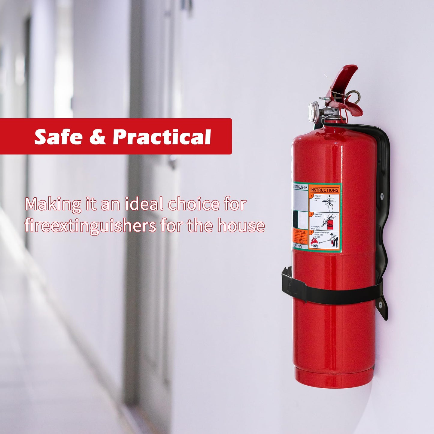 2 Pack Fire Extinguisher Brackets, 5 LB Fire Extinguisher Wall Mount Bracket, Metal Heavy Duty Fire Extinguishers Holder for Home, Car, RV, Truck, Mini Fire Extinguishers (Non-Universal)