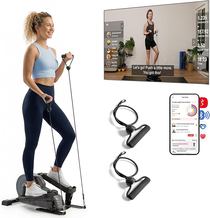 JLL Smart Mini Elliptical – Low-Impact Cardio, Quiet Magnetic Resistance (8 Levels), Compact for Home or Office, LCD Displ...