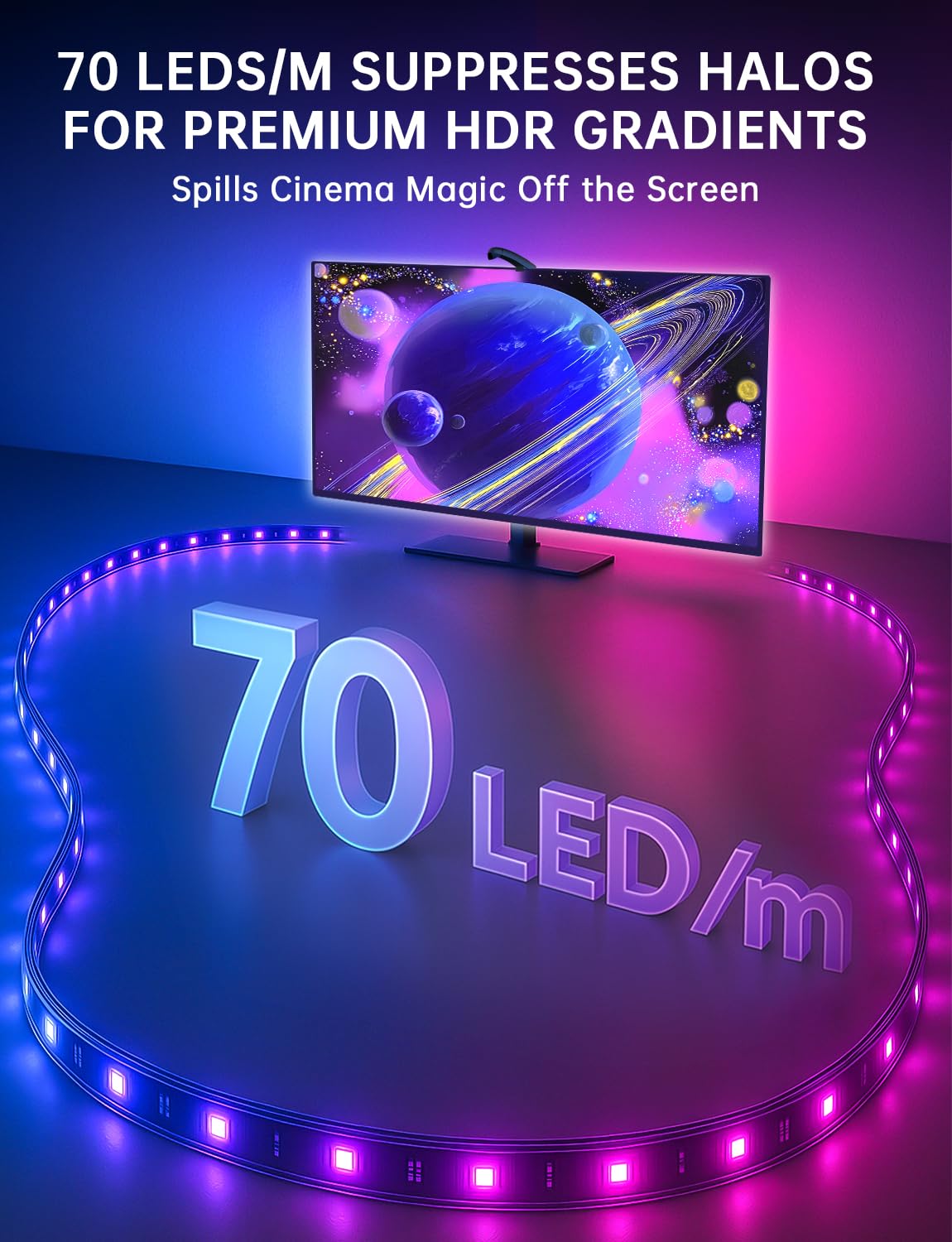 Qtu Tv Led Backlight Sync To Screen - 11.5Ft Led Lights For 32-50 Inch Tvs & Pc Monitors  Smart App Control Tv Lights That Change With Tv  Usb-C Powered Rgb Strip Lighting