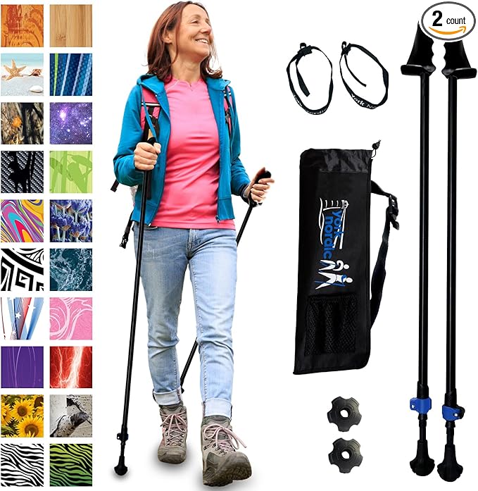 York Nordic Motivator Walking Poles for Balance and Rehab - Patented Stability Grips - Lightweight, Adjustable, and Collap...