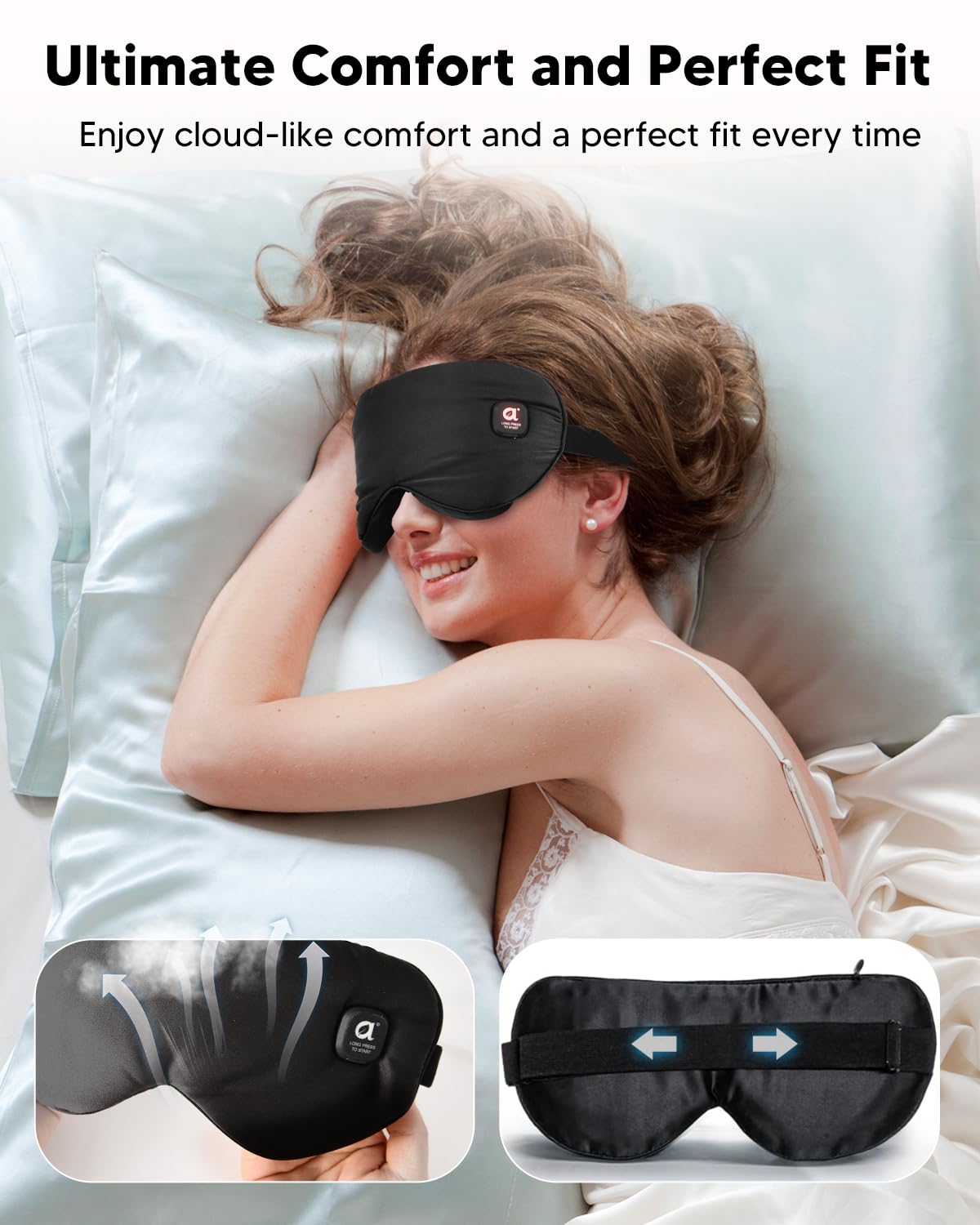 arboleaf Heated Eye Mask for Dry Eyes, Cordless Rechargeable Warm Eye Compress, Temperature Control, Light Blocking, Washable Cover & Travel, 1000mAh Rechargeable Battery