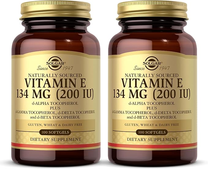 SOLGAR Vitamin E 200 IU - 100 Softgels, Pack of 2 - Natural Antioxidant, Immune System Support - Gluten Free, Dairy Free - 200 Total Servings