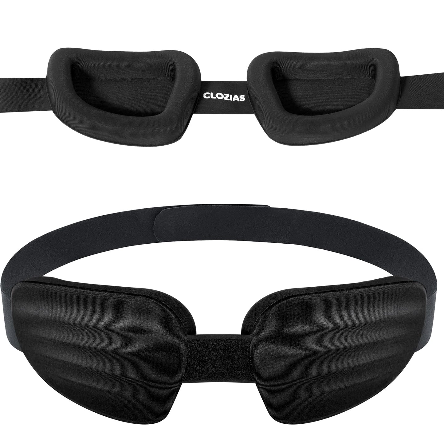 CLOZIA Sleep Mask for Men Women, Adjustable Sleeping Eye Mask, 100% Blocking Eye Masks for Sleep, Soft Comfortable for Travel & Shift Work, Black