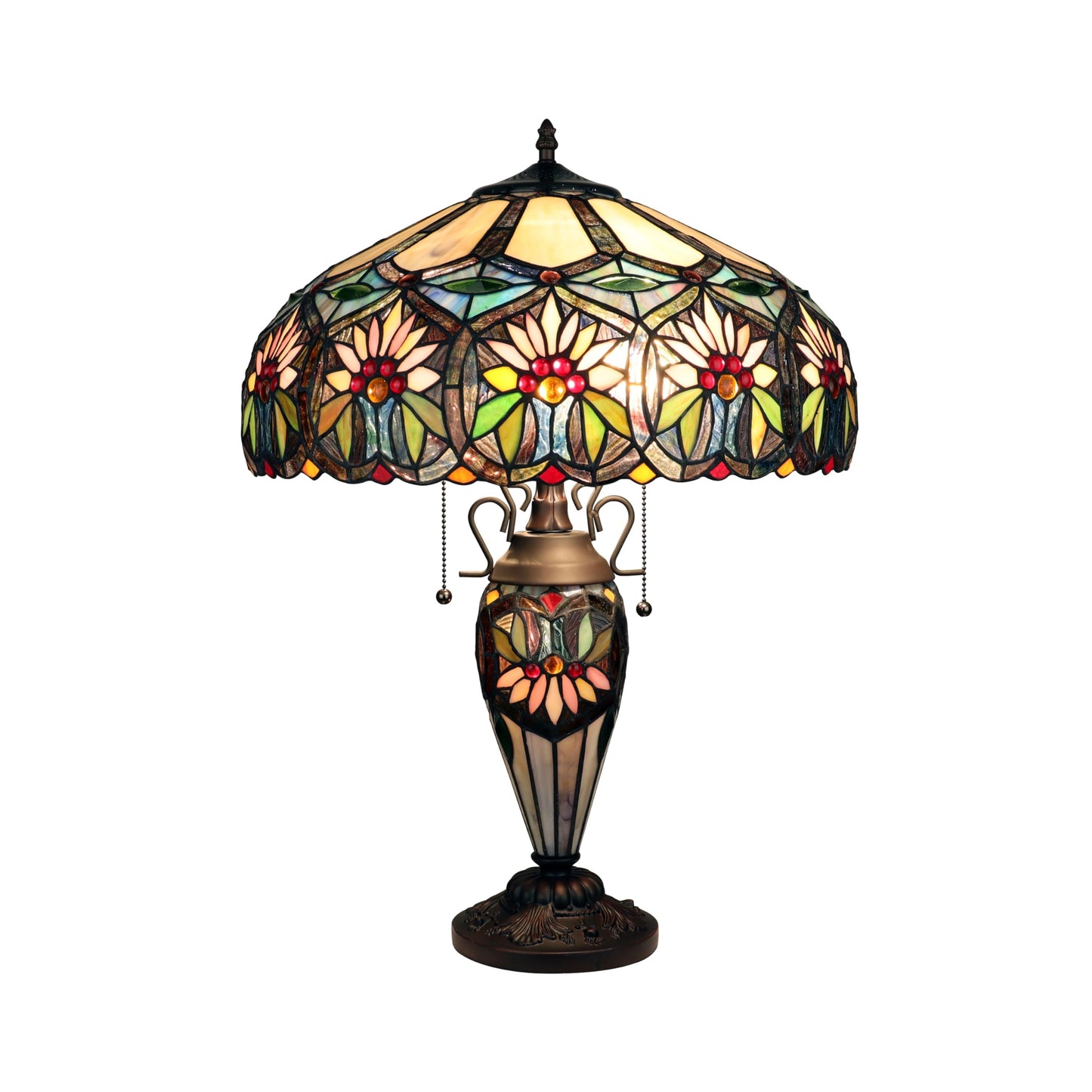 Chloe Lighting Tiffany-Style 3-Light Table Lamp Floral Design 18in Shade Multicolor Model CH3T453BF18-DT3