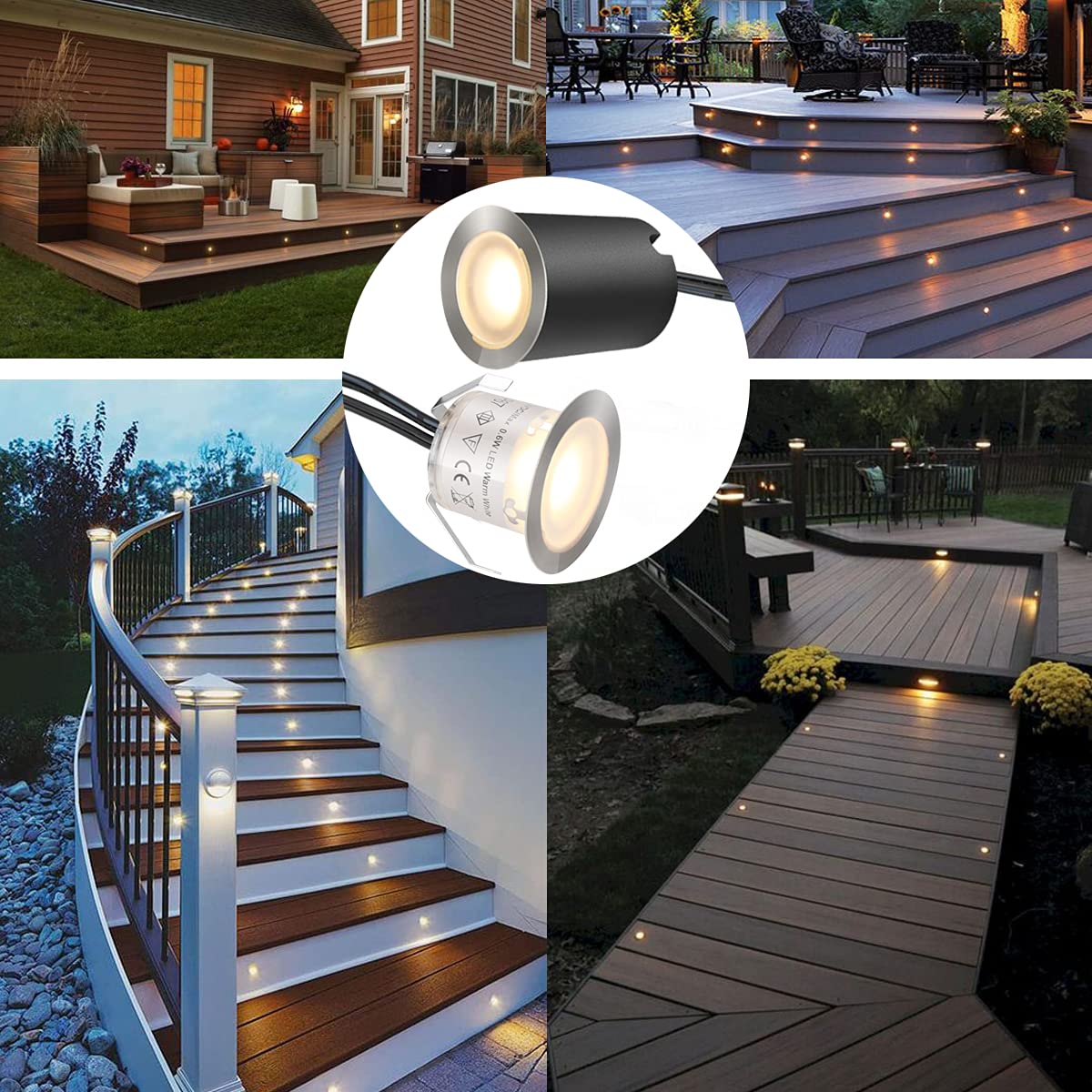 Smy Lighting Recessed Led Deck Light Kits, 16Pack, Warm White, Ip67 Waterproof, Low Voltage For Outdoor Use, Model 43397-46160