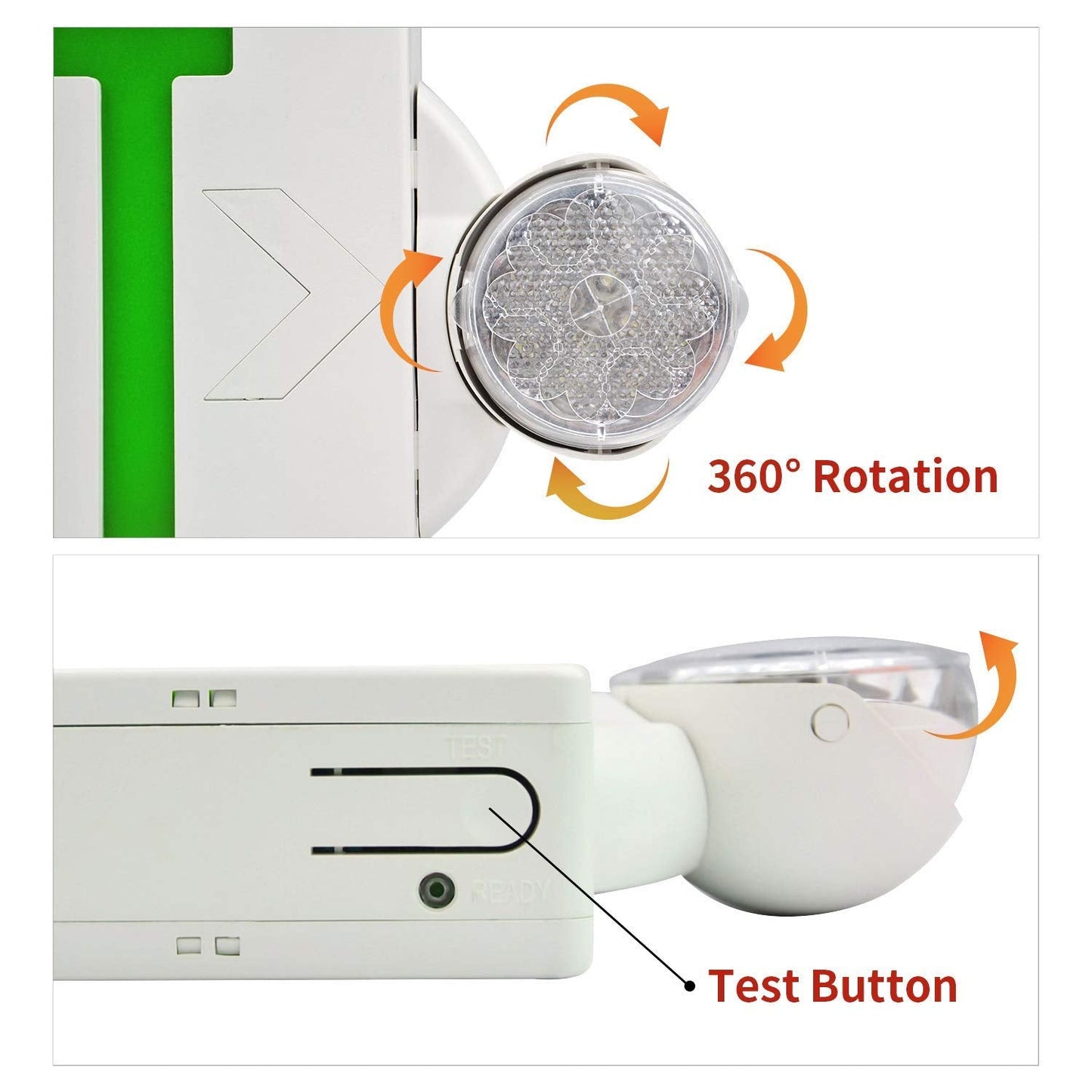 Akt Lighting Emergency Exit Light, 2 Led Heads, Ul Certified, Green, 2 Pack, Thermoplastic, Model 2In1