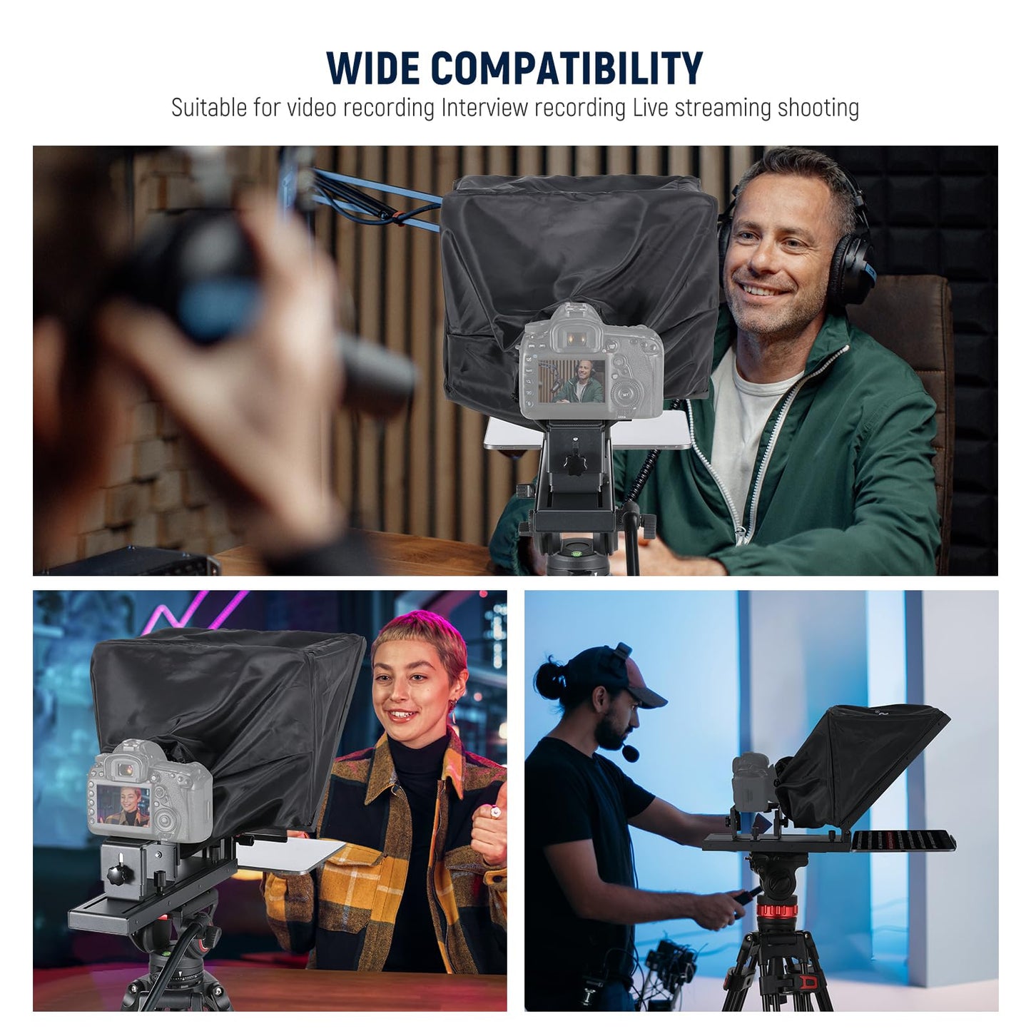 Neewer Basics X16B Aluminum Alloy Liftable Teleprompter 16 For Ipad Tablet Phone Dslr Camera, No Assembly, Remote & App Control,