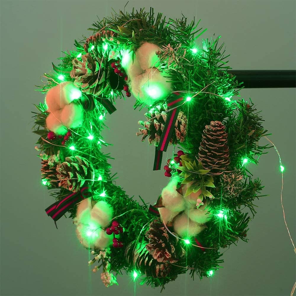 Vookry 8 Pack 30 Led Fairy Lights - 10 Ft Green Waterproof Silver Wire For Diy Crafts, Weddings, Parties, Christmas Decorations