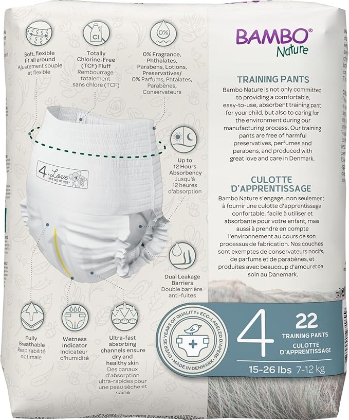 Bambo Nature Premium Training Pants (SIZES 4 TO 6 AVAILABLE), Size 4, 66 Count