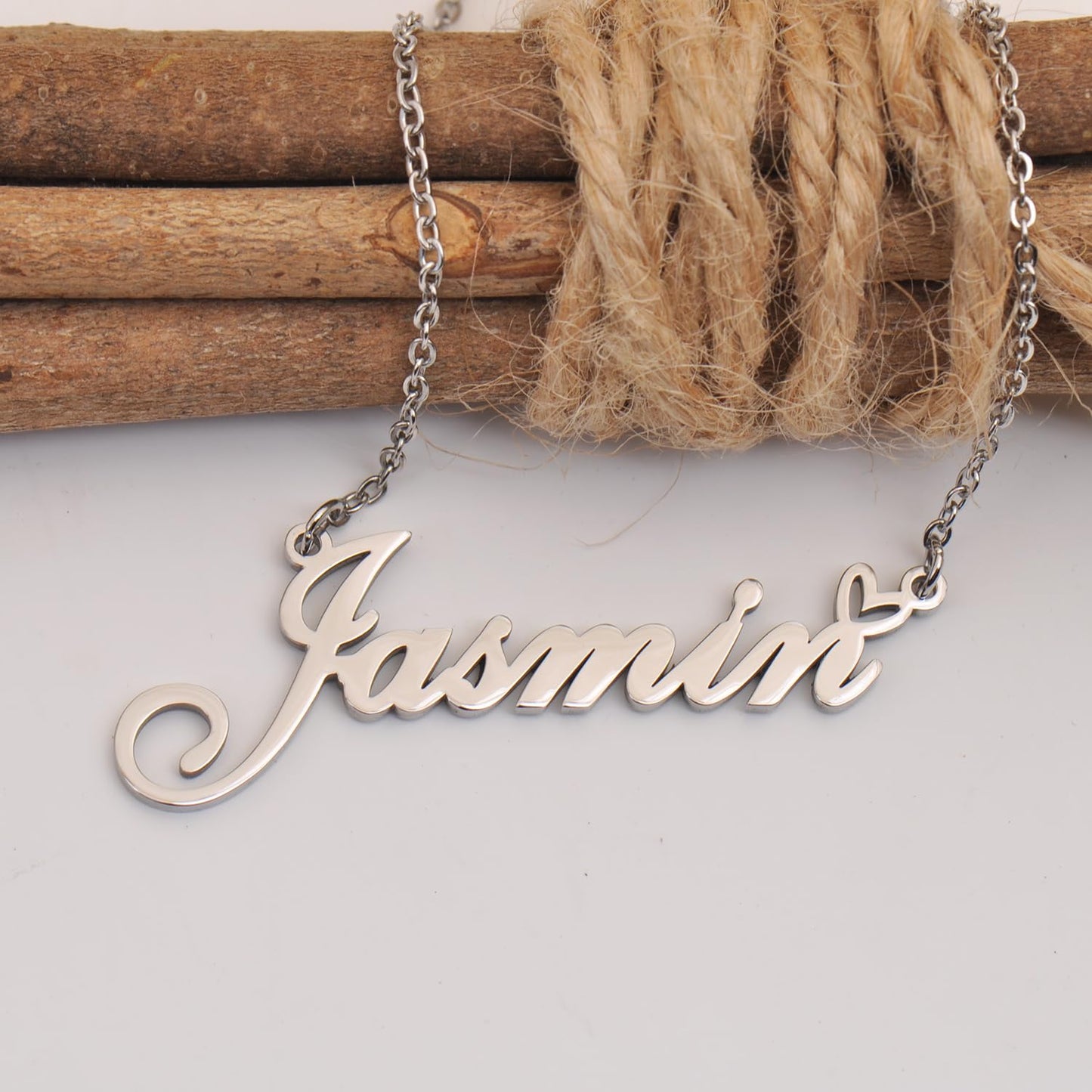 Aoloshow Stainless Steel Silver Raven Heart Name Necklace Charm Pendant Jewelry for Mom Best Friends