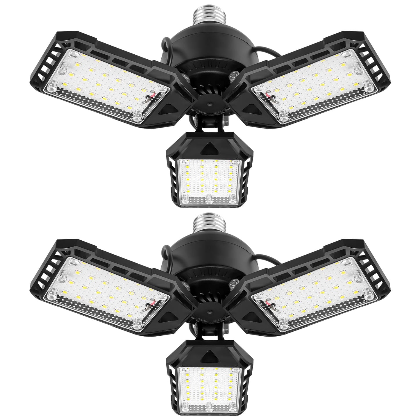 Aoretic LED Garage Lights 80W 8000LM 6500K 2 Pack with 3 Deformable Panels Black Model GR-6