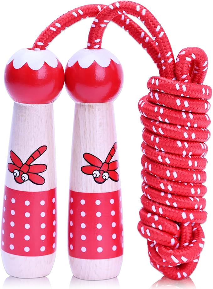 EGOSKY Jump Rope Kids, 7.2ft Children Adjustable Cotton Skipping Rope with Wooden Handle for Boys Girls Fitness Outdoor Ac...