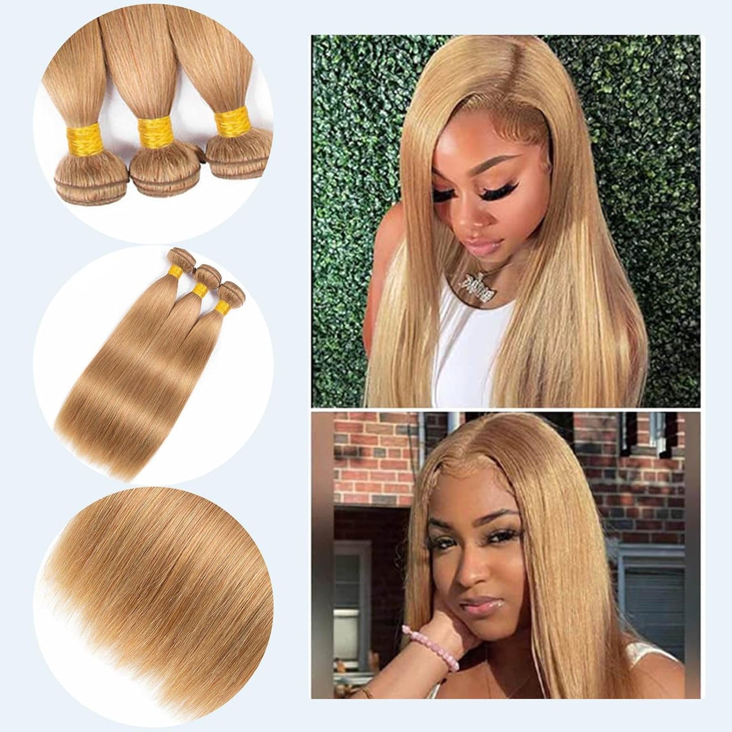 Lagalaga Bundles Human Hair 28 30 32 Inch Straight Brown 27 Color Human Hair Bundles Unprocessed Brazilian Virgin Hair Quick Wea