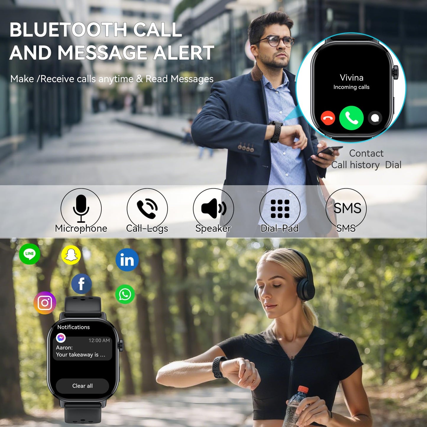 GPS Smart Watch for Men/Women, 2.06"HD AMOLED Smartwatch with Compass/Barometer/Altitude, Bluetooth Call ,110+Sports, 5 ATM Water-Resistance, Heart Rate/Sleep Monitor, Fitness Tracker for Android/iOS