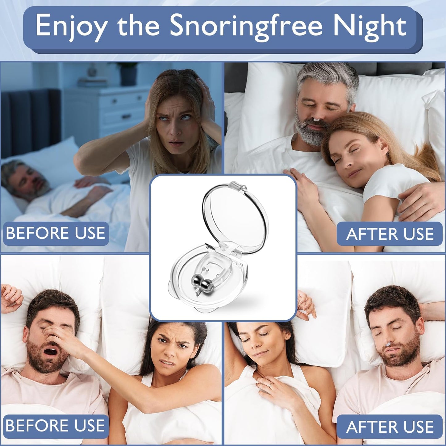 Nasal Dilators for Sleeping,Anti Nose Clip to Ensure Deep Sleep, Snoring Nose Clip Nose Magnet for Breathing Strip, Effective Anti Snoring Devices(8PCS)