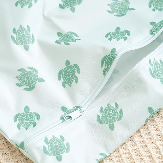 2Pcs Baby Wet Dry Bags for Cloth Diaper,Waterproof Reusable Travel Bags, Beach, Pool, Gym Bag for Swimsuits, Beach Vacation Essentials (Coconut Tree and Turtle)