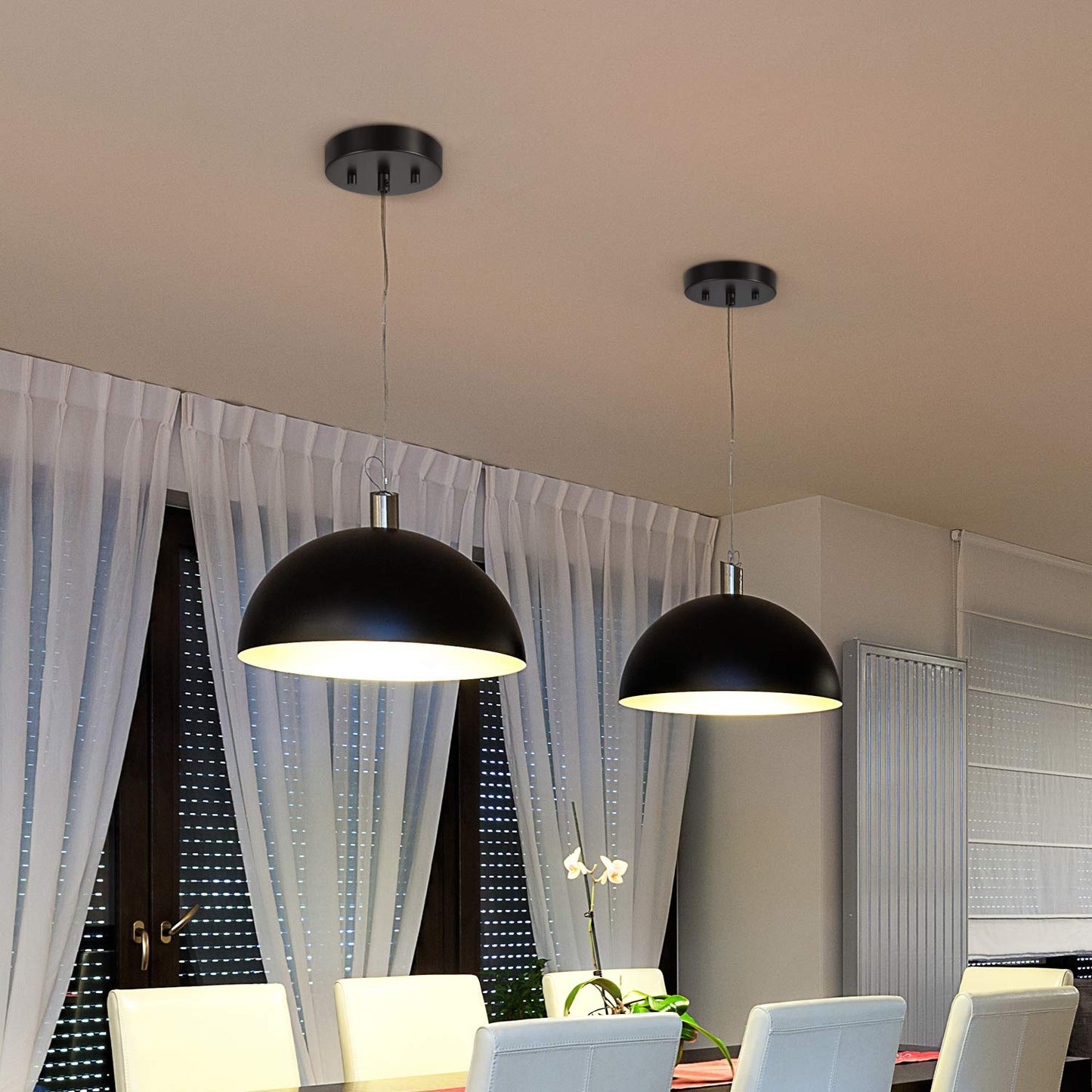 Canomo Ceiling Lighting Canopy Kit, Black Metal Pendant Light Plate Cover, 5.125 Inch, Includes Mounting Hardware