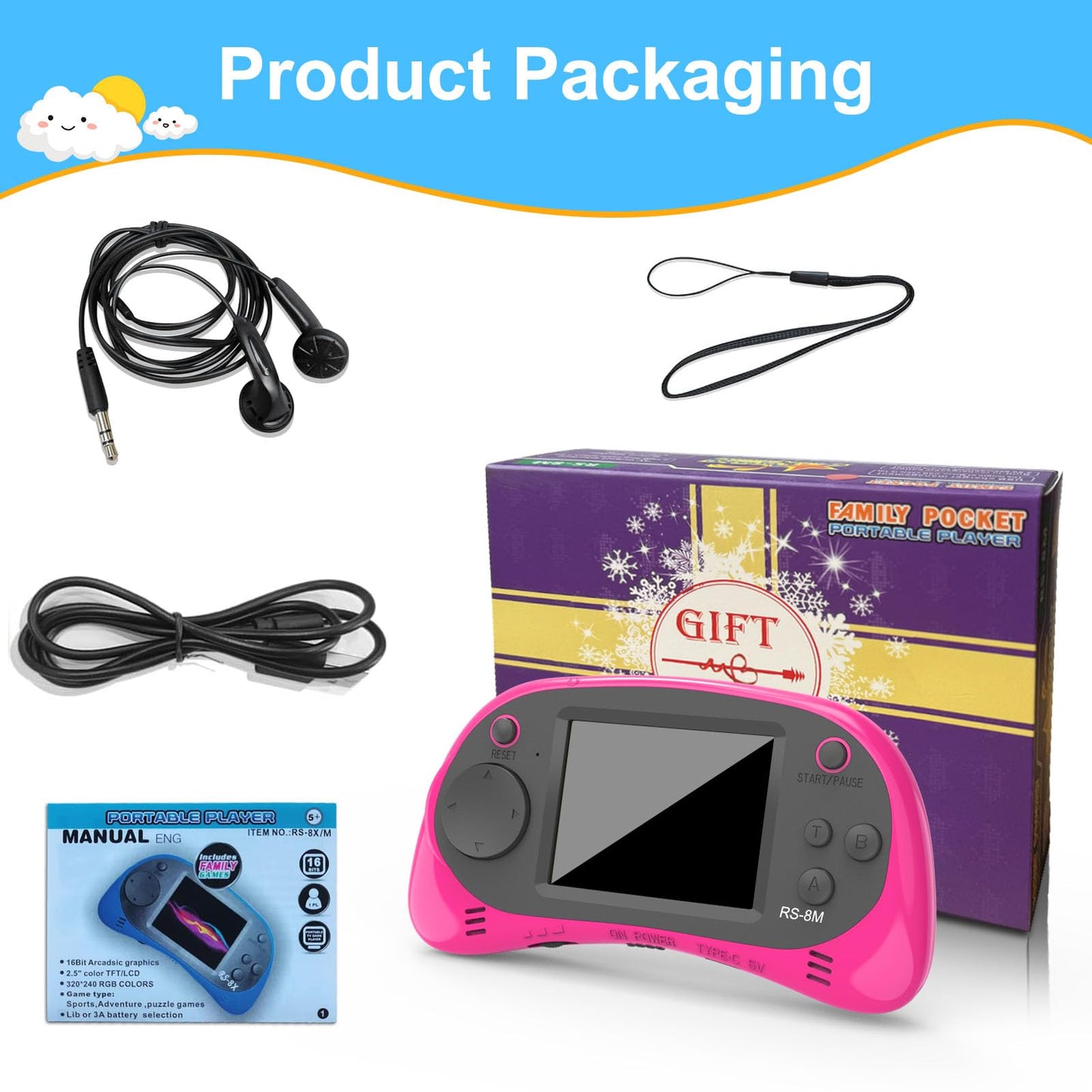 EASEGMER Kids Learning Game Console - 220 Educational Games for Ages 3-10, 2.5" HD Screen with Travel Case, Rechargeable & Durable, Perfect for Boys and Girls