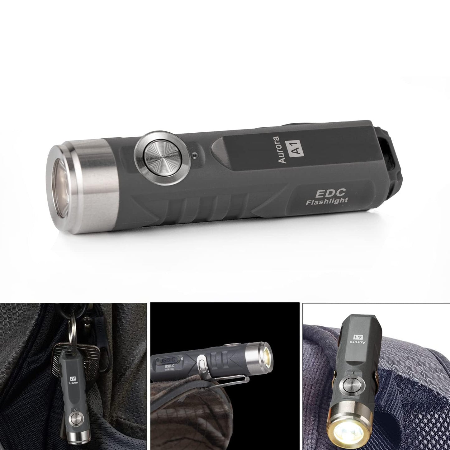 RovyVon A1 Gen 4 Keychain Flashlight 650 Lumens Mini Light, Grey, Rechargeable, Polycarbonate, EDC for Camping and Everyday Carry
