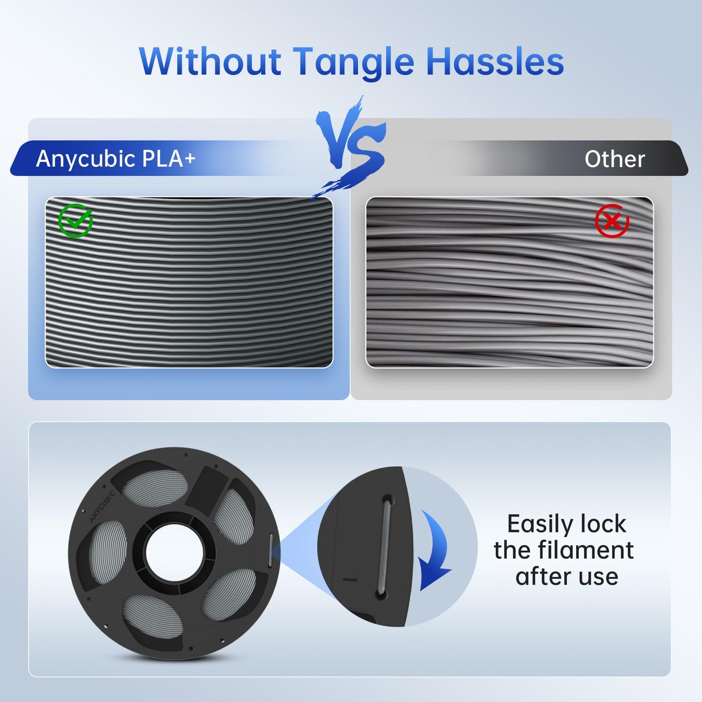 ANYCUBIC PLA Plus (PLA+) 3D Printer Filament 1.75mm, High Toughness 3D Printing Filament, Dimensional Accuracy +/- 0.02mm, Print with Most FDM 3D Printers, 1KG Reusable Spool, Texture Gray