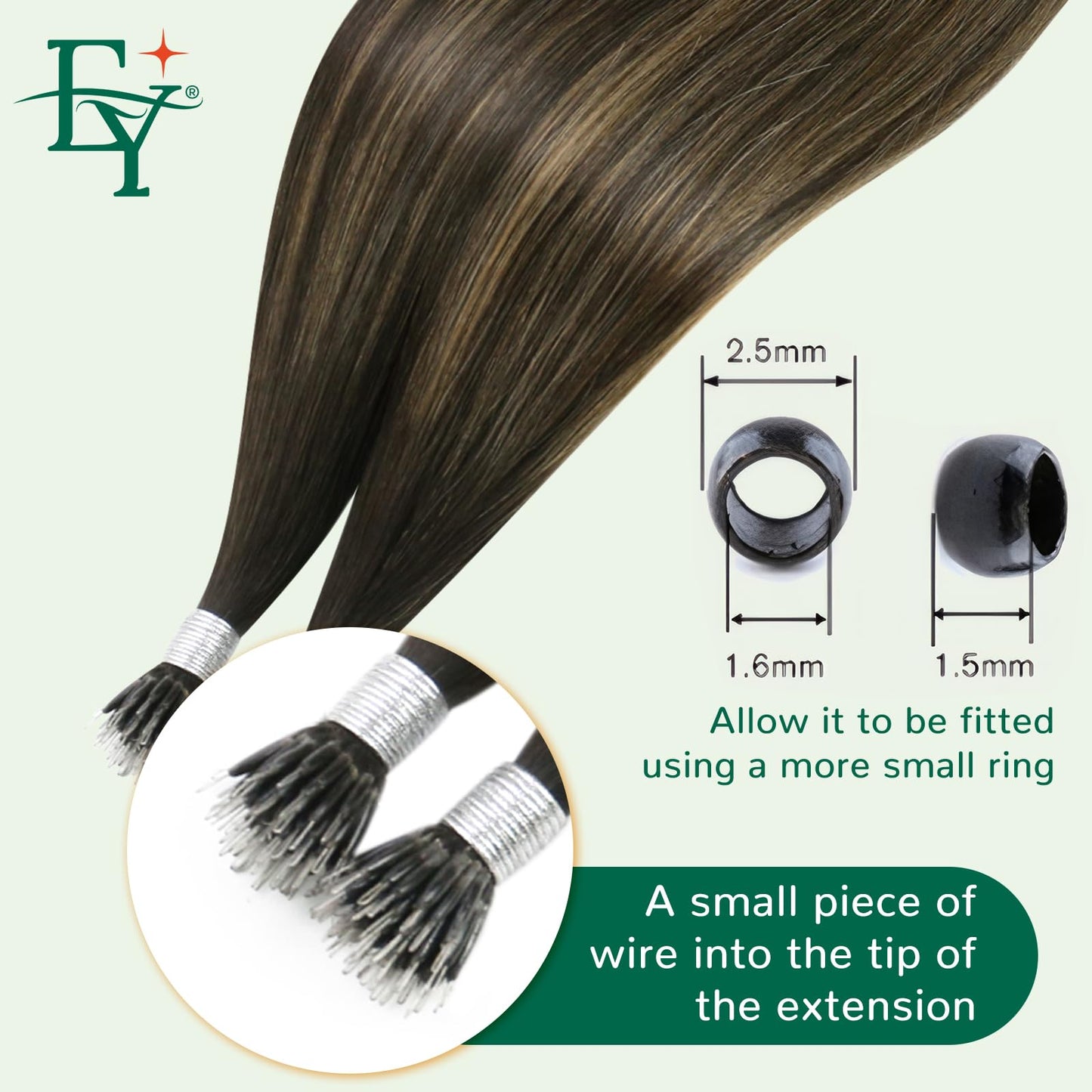 Easyouth Nano Ring Hair Extensions Balayage Nano Bead Hair Extensions Balayage Dark Brown Mix Brown Nano Tip Hair Extension Real