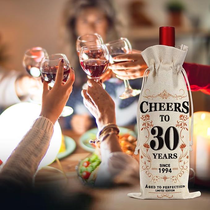 SpringWhisper 2Pcs 30th Birthday Gifts for Women Men Back in 1994 Birthday Gift 30 Years Old Gift Birthday Decoration Wine Bag Gift for Her Him Wine Gift Bag 30th Turning 30