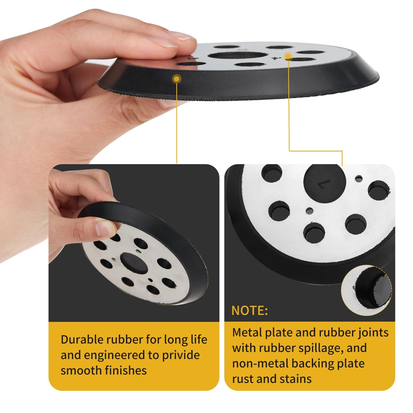 Gnellkoor Replacement Sander Pad for Dewalt, 5" 8-Hole Hook and Loop Orbital Sanding Replacement Pads for DeWalt DW420 DW421 DW422 DW423 DW426 D2645#151281-08/DW4388 (2-Pack)