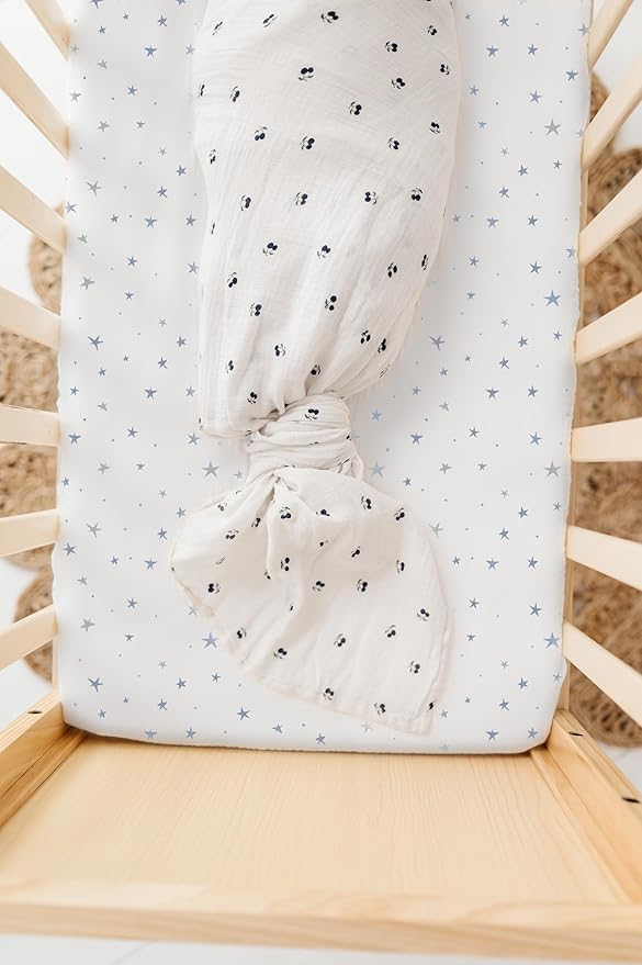 Changing Pad Cover 2 Pack - Baby Cradle Sheet with 100% Jersey Cotton - Changing Pad Covers for Boys, Newborn Essentials (Blue Stars & Stripes)