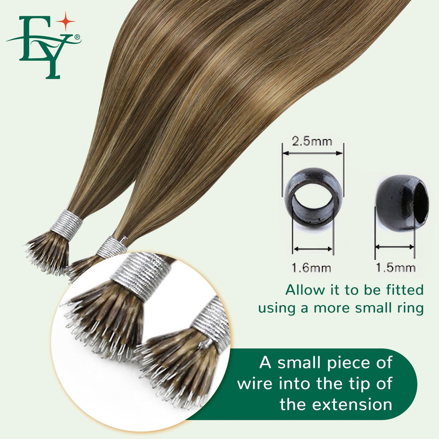 Easyouth Nano Bead Hair Extensions Highlight Nano Hair Extensions Human Hair Brown Highlight Caramel Blonde Nano Human Hair Exte