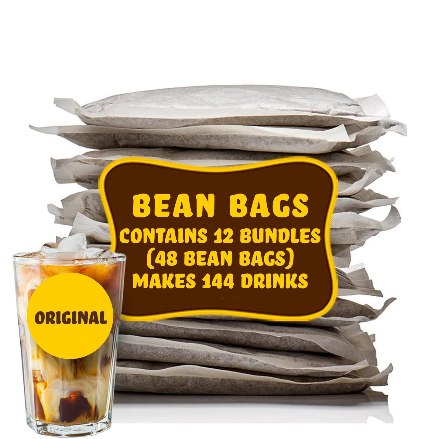GRADYS COLD BREW, New Orleans Style, 100% Arabica Ground Coffee & Chicory Pouches, 12 Bundles of 4 Easy-to-Brew Bean Bags, Makes