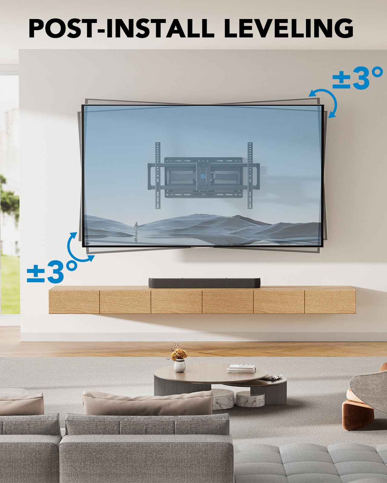 Pipishell Full Motion TV Wall Mount for 42-85 inch Flat Screen LED TV up to 132lbs Swivel Dual Articulating Arms Mount, Tool-Free Tilt Bracket Max VESA 600x400mm, Fits 8” 12” 16" Wood Studs