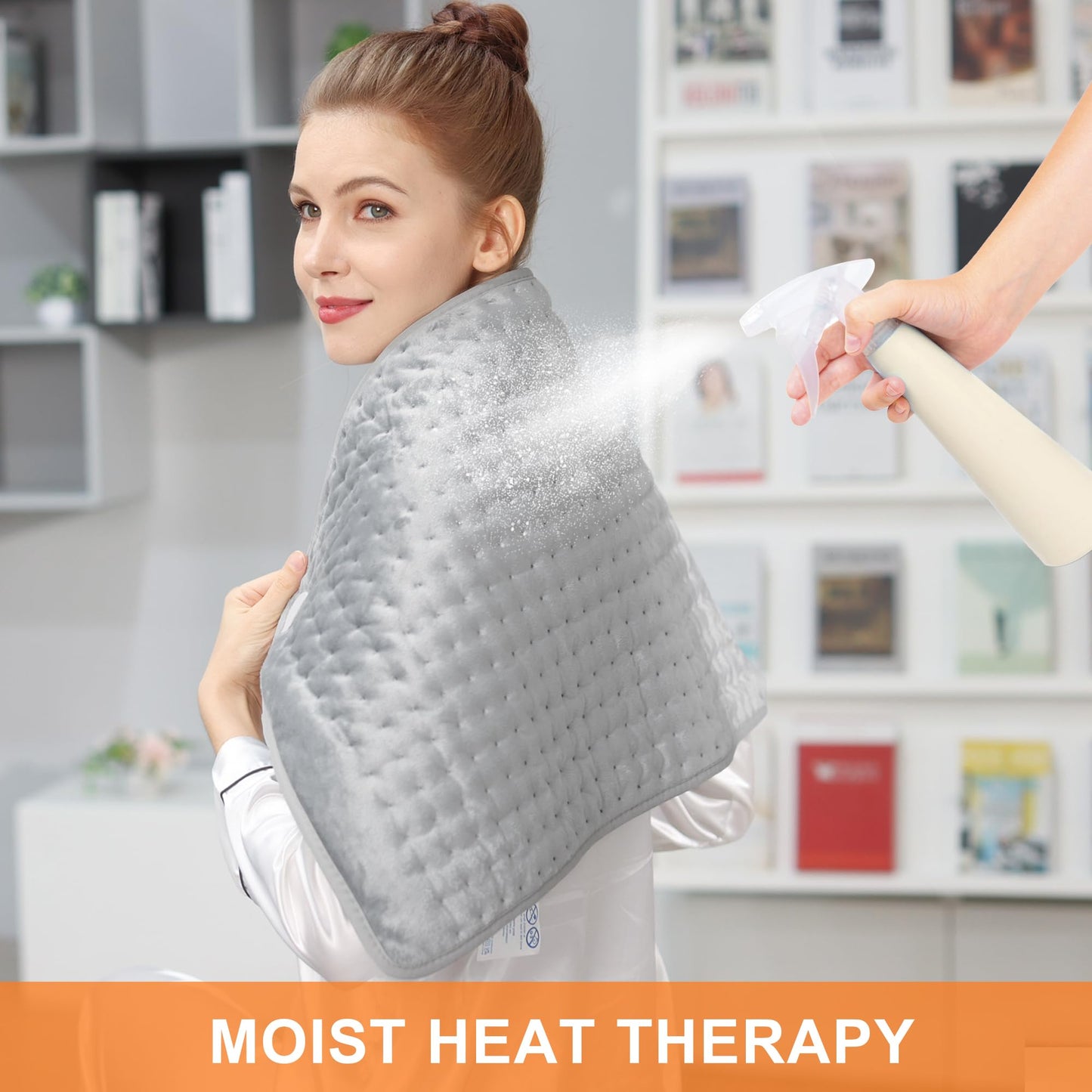Deepsoon Heating Pad,Electric Heating Pads for Back,Neck,Abdomen,Moist Heating Pad for Shoulder,Knee,Arms,Legs,Dry/Moist Heat & Auto Shut Off,Christmas Gifts for Men and Women,Light Gray,40x20 Inch