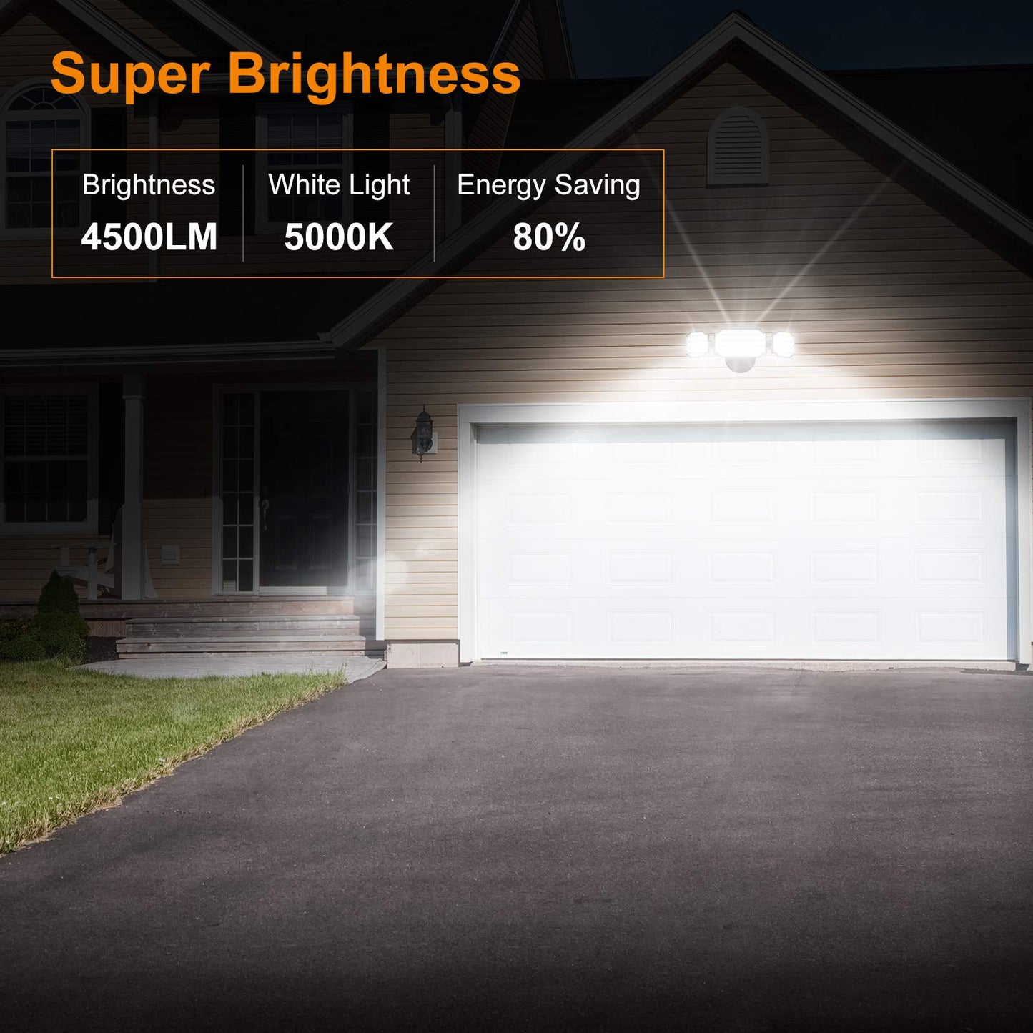 LEPOWER 45W LED Flood Light, 4500LM, 5000K, IP65 Waterproof, 3 Adjustable Heads, Brown, Model YY07D-BR