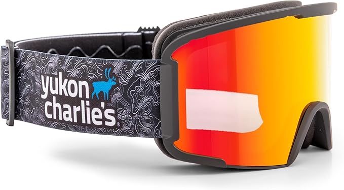 Yukon Charlie’s Adult Snow Goggles - Cylindrical Lens Ski Goggles - Boosted Contrast, Reduced Glare, Anti-Fog