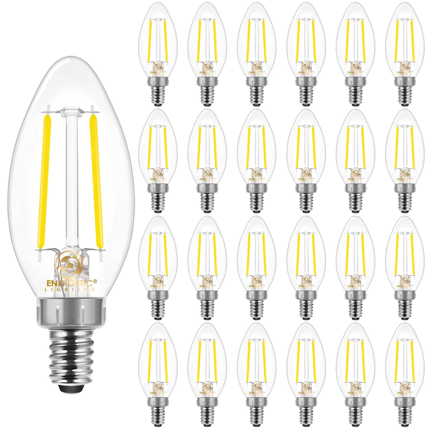 Energetic Led Candelabra Light Bulbs B10, 24 Pack, 5000K Daylight, Dimmable, E12 Base, 60W Equivalent, Glass