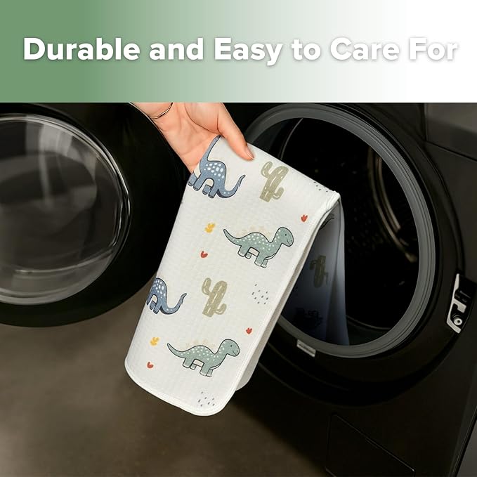 haakaa Waterproof Changing Pad Liners, 100% Cotton, Soft & Breathable (2pcs, 13" x 27.5" Dino Land+Checkered Days)