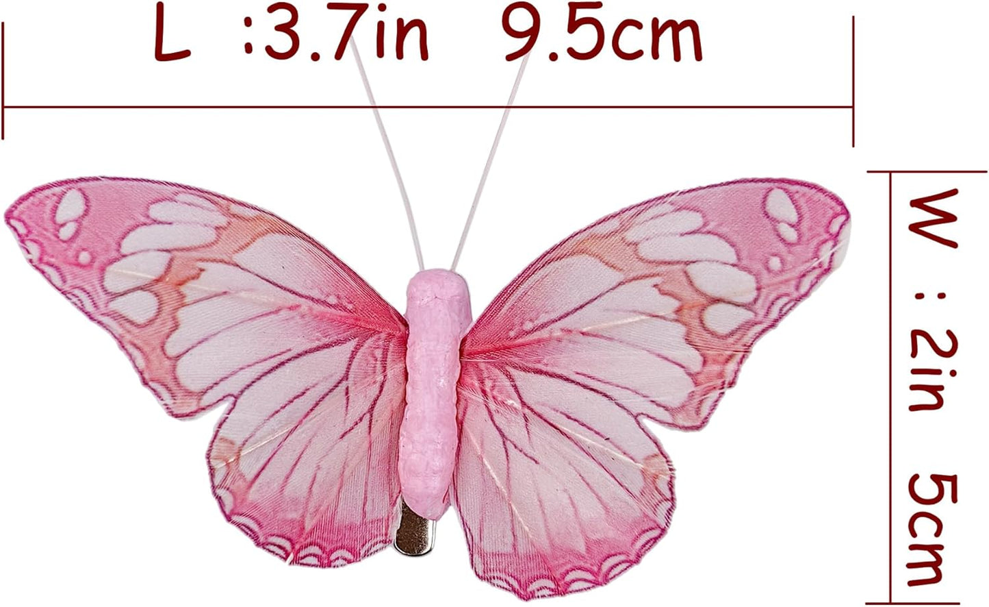 Cartanfill- Artificial Feather Simulation Butterfly Party Decoration Set, a Set of 12 Pieces with Clips, Used for Home Decoration in 12 Colors.… (C Clip)