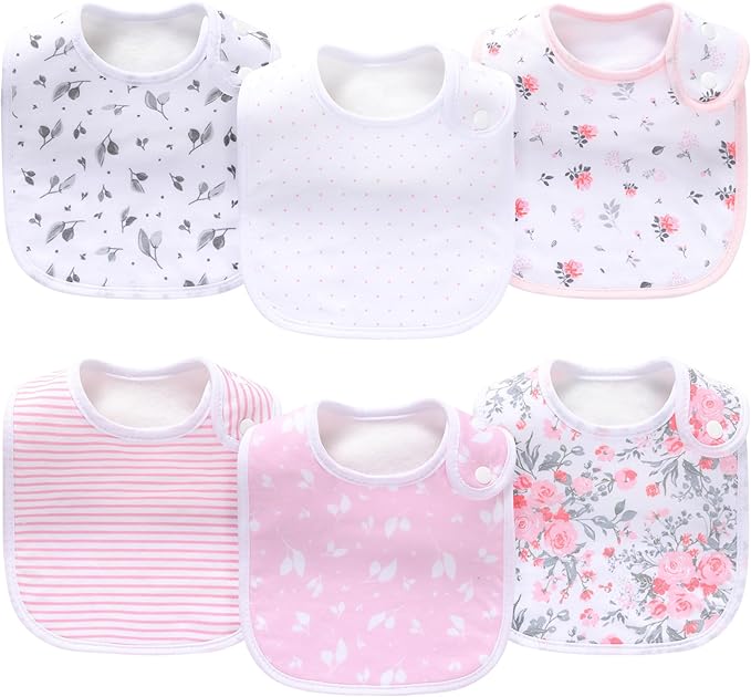 Pack of 6,Baby Bibs,Unisex,Soft and Absorbent,Adjustable,Easy to Use
